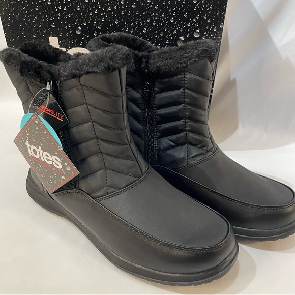 totes Shoes Nib Totes Jara Black Waterproof Winter Boots Womens